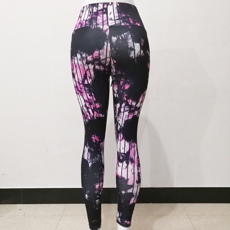 FCCEXIO Summer New Style Digital Printing Women's Tie-dye Leggings High Waist Running Tght Fitness Workout Yoga Pants S-3XL