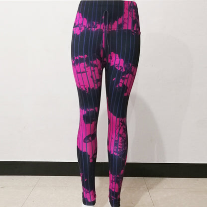 FCCEXIO Summer New Style Digital Printing Women's Tie-dye Leggings High Waist Running Tght Fitness Workout Yoga Pants S-3XL