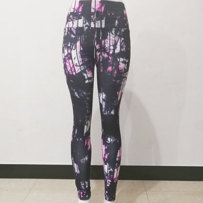 FCCEXIO Summer New Style Digital Printing Women's Tie-dye Leggings High Waist Running Tght Fitness Workout Yoga Pants S-3XL