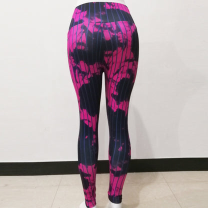 FCCEXIO Summer New Style Digital Printing Women's Tie-dye Leggings High Waist Running Tght Fitness Workout Yoga Pants S-3XL