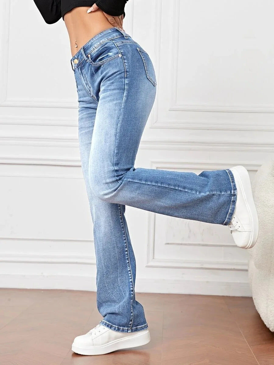 2023 Fall Trousers High Waist Boot Cut Jeans For Women Fashion Stretch Denim Pants Casual Female Clothing S-2XL Drop Shipping