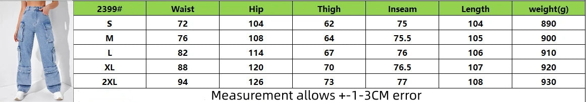 2023 Fall New High Waist Y2K Jeans For Women Fashion Multi Pocket Denim Cargo Pants Casual Female Trousers S-2XL Drop Shipping