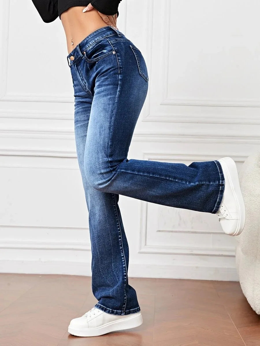 2023 Fall Trousers High Waist Boot Cut Jeans For Women Fashion Stretch Denim Pants Casual Female Clothing S-2XL Drop Shipping