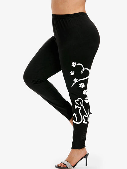 Cute Cat Paw Print Leggings - Slim Fit for Women, S-5XL