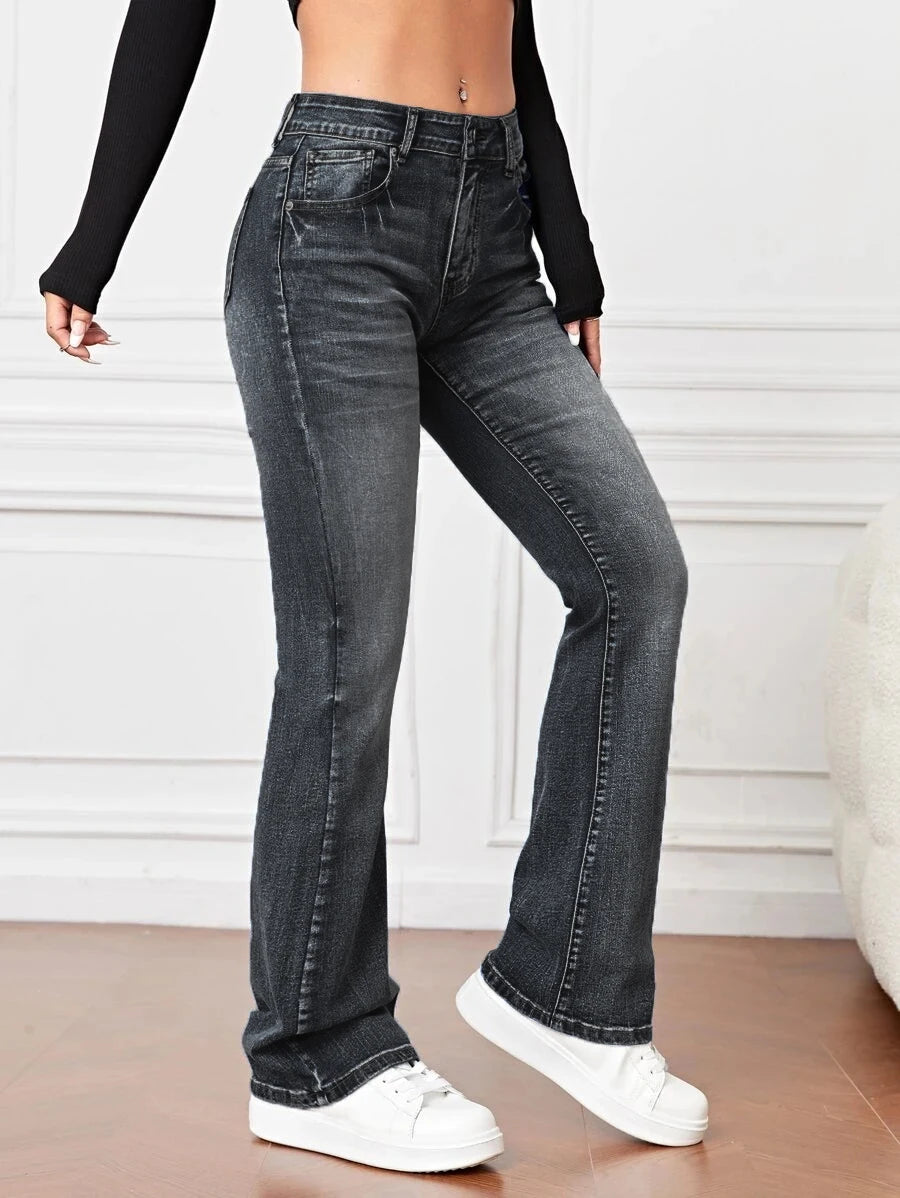 2023 Fall Trousers High Waist Boot Cut Jeans For Women Fashion Stretch Denim Pants Casual Female Clothing S-2XL Drop Shipping