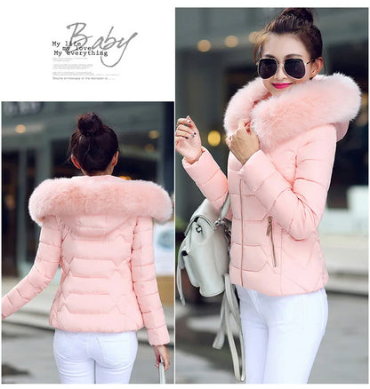 Women's Faux Raccoon Fur Collar Parka, High-Quality Winter Coat, Outerwear, 2021