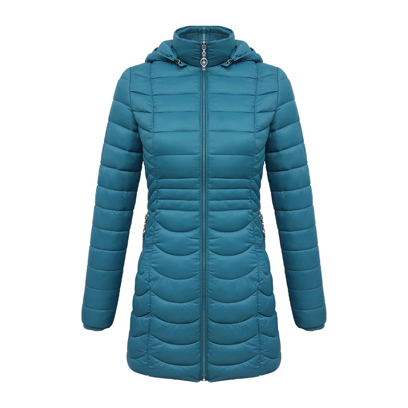 SANTELON Women's Puffer Jacket with Detachable Hood - Long Warm Parka, Ultra-Lig