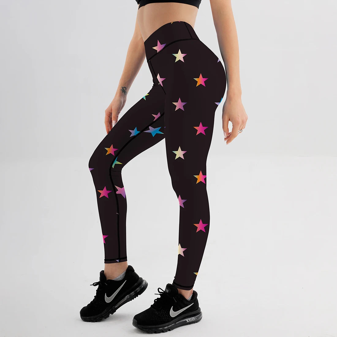 2018 New Fashion Colored Stars Pattern Digital Printed Skinny Breathable Leggings Gifts For Ladies