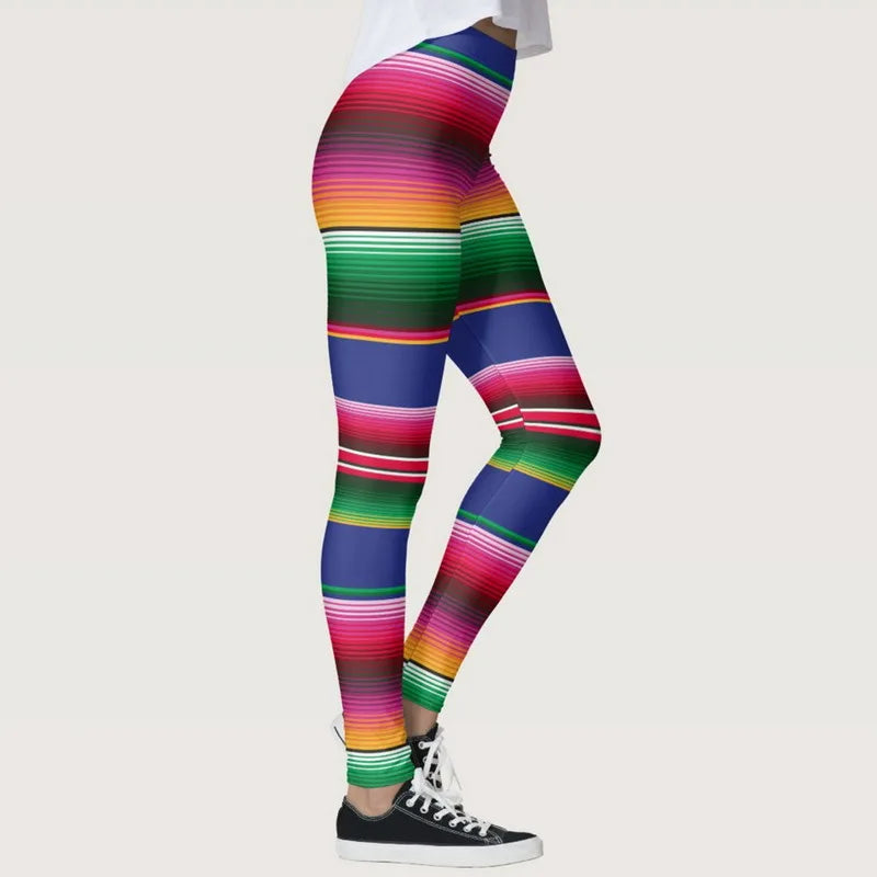 Red Striped Printed Yoga Pants 2020 New Chrismas Gym Leggings High Elastic Ninth Leggins Mujer Yoga Pantalones Plus Size S-3XL