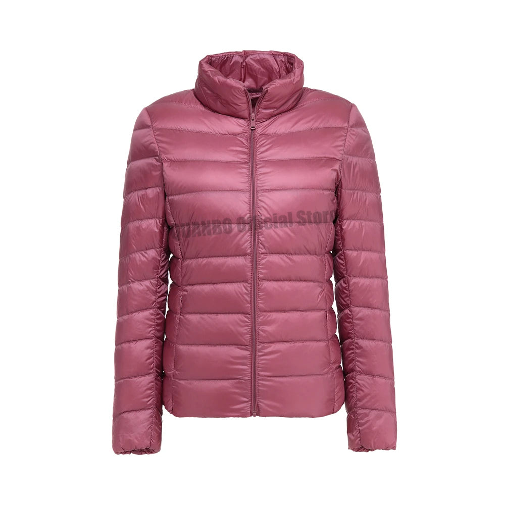 Casaco de sopro ultraleve e leve feminino, jaqueta quente, parkas coreano slim f