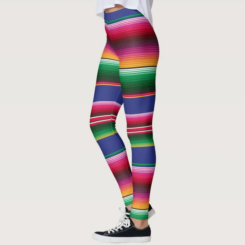 Red Striped Printed Yoga Pants 2020 New Chrismas Gym Leggings High Elastic Ninth Leggins Mujer Yoga Pantalones Plus Size S-3XL