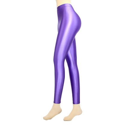 Leggings Femininas Brilho Wet Look - Cintura Alta S-3XL