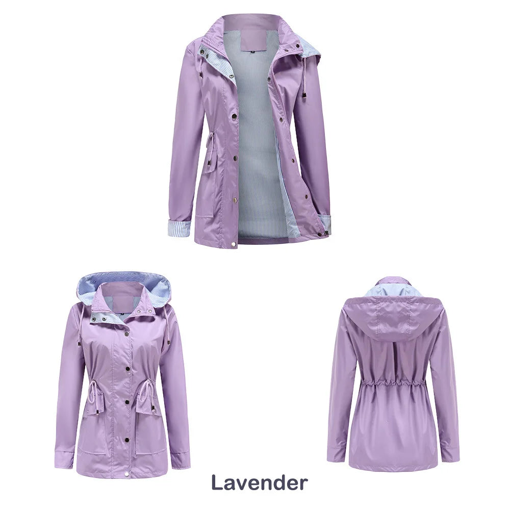 Purple Hooded Jacket for Spring 2024 Women's Office Fashion Women Outerwear Hat