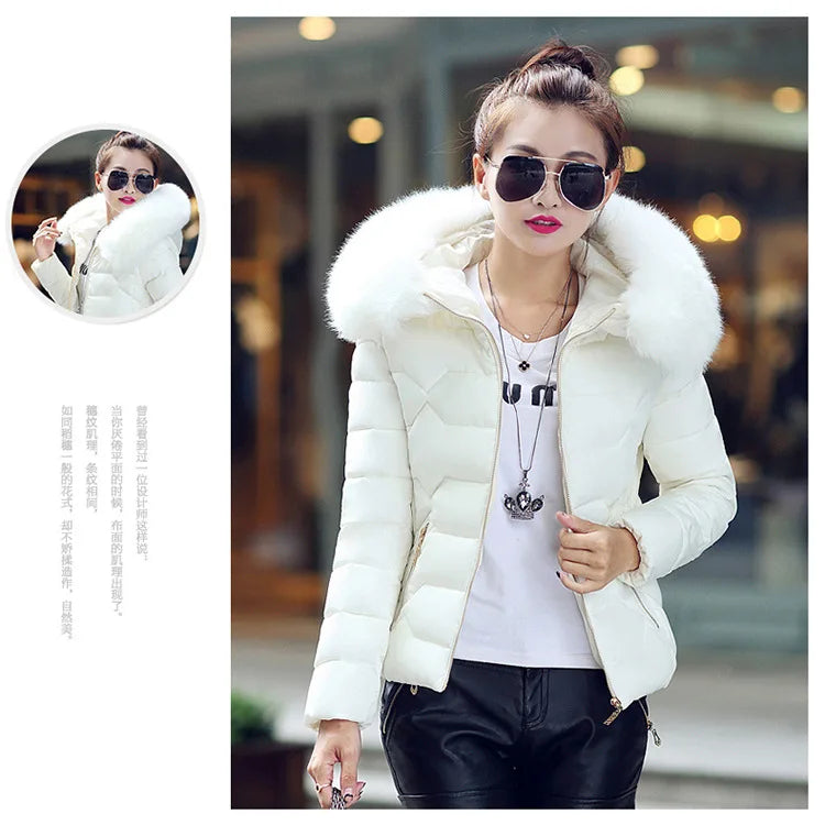 Women's Faux Raccoon Fur Collar Parka, High-Quality Winter Coat, Outerwear, 2021