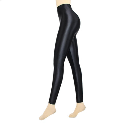 Leggings Femininas Brilho Wet Look - Cintura Alta S-3XL