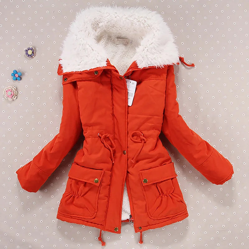 Women's Winter Coat, Jackets 2021 New Fashion, Warm Cotton Women's Velvet Solid Jacket, Casual Zipper Parka