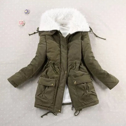 Women's Winter Coat, Jackets 2021 New Fashion, Warm Cotton Women's Velvet Solid Jacket, Casual Zipper Parka