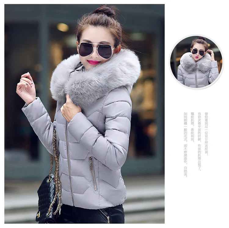 Women's Faux Raccoon Fur Collar Parka, High-Quality Winter Coat, Outerwear, 2021