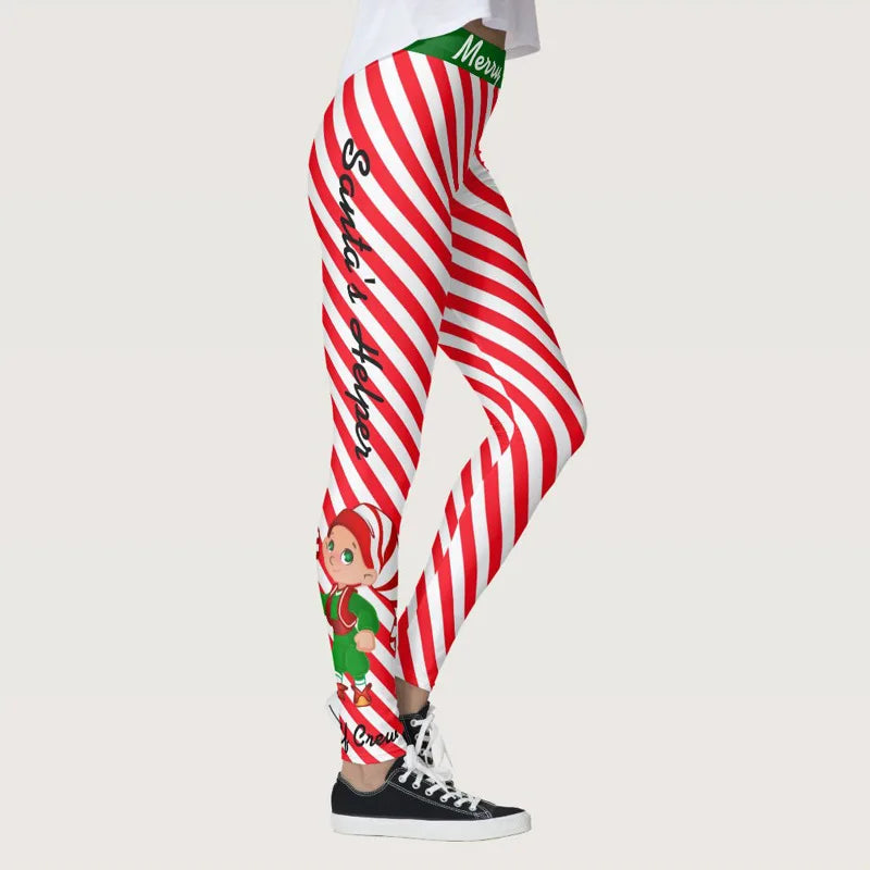 Red Striped Printed Yoga Pants 2020 New Chrismas Gym Leggings High Elastic Ninth Leggins Mujer Yoga Pantalones Plus Size S-3XL