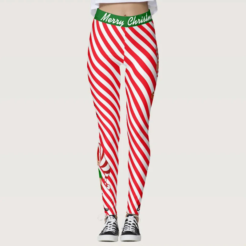 Red Striped Printed Yoga Pants 2020 New Chrismas Gym Leggings High Elastic Ninth Leggins Mujer Yoga Pantalones Plus Size S-3XL