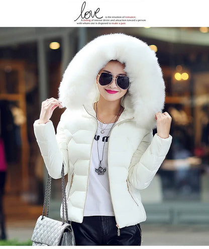 Women's Faux Raccoon Fur Collar Parka, High-Quality Winter Coat, Outerwear, 2021