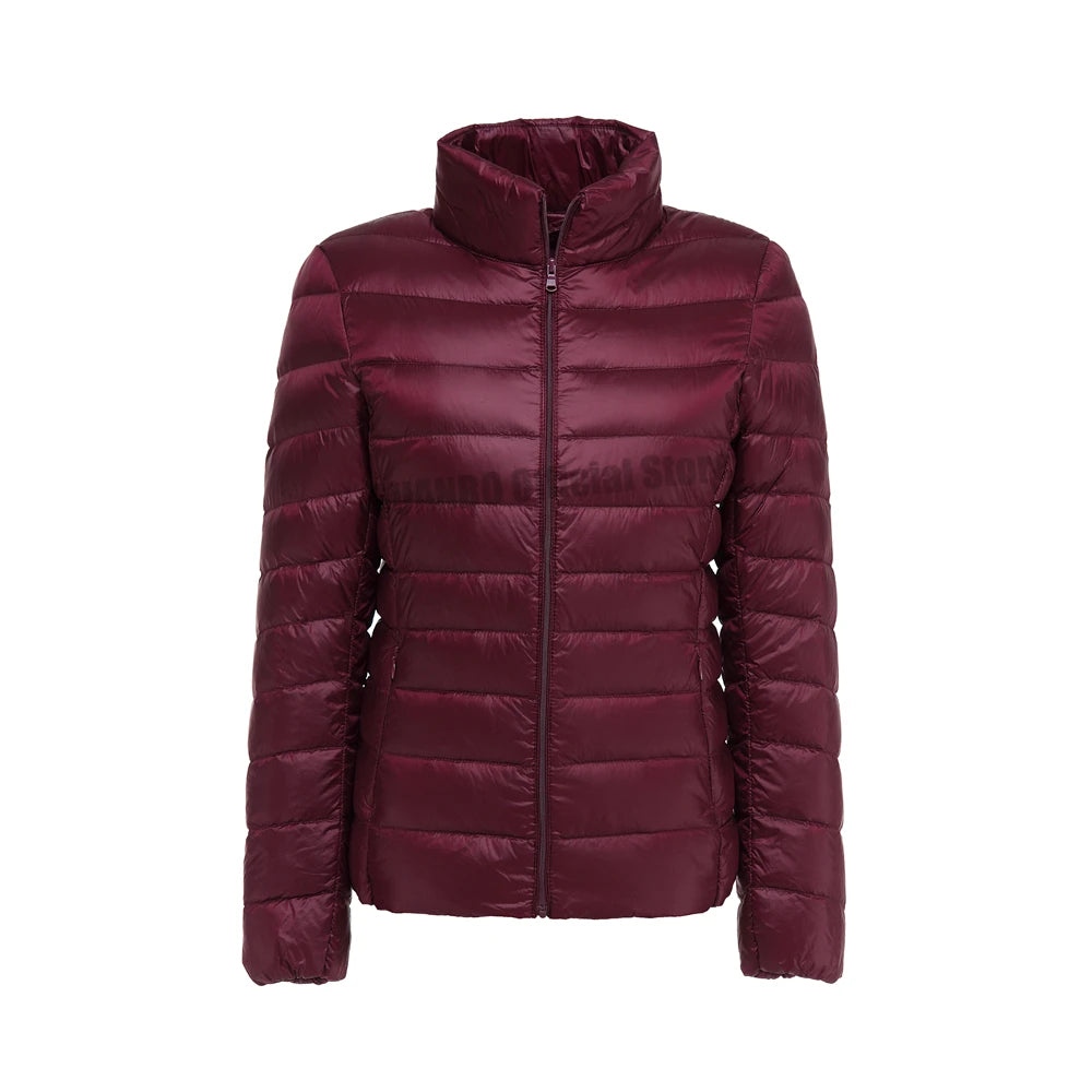 Casaco de sopro ultraleve e leve feminino, jaqueta quente, parkas coreano slim f