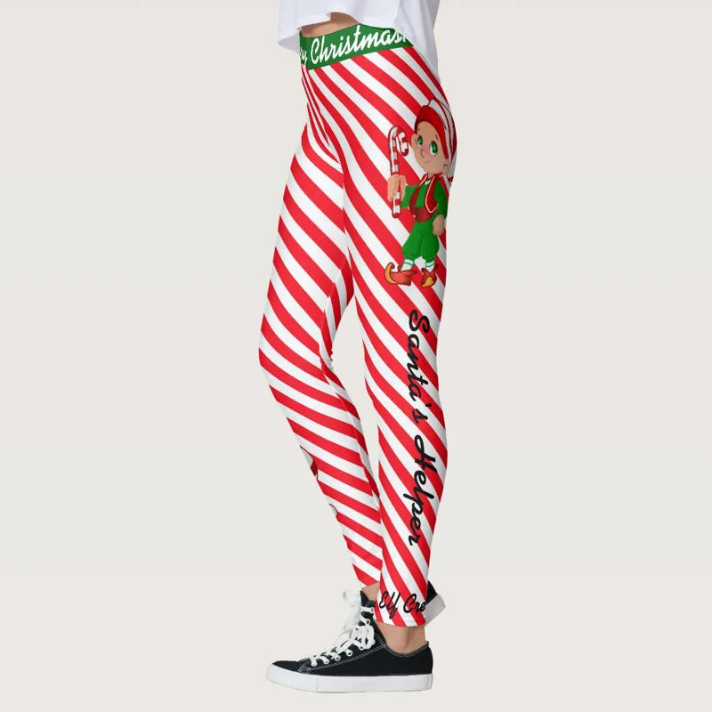 Red Striped Printed Yoga Pants 2020 New Chrismas Gym Leggings High Elastic Ninth Leggins Mujer Yoga Pantalones Plus Size S-3XL