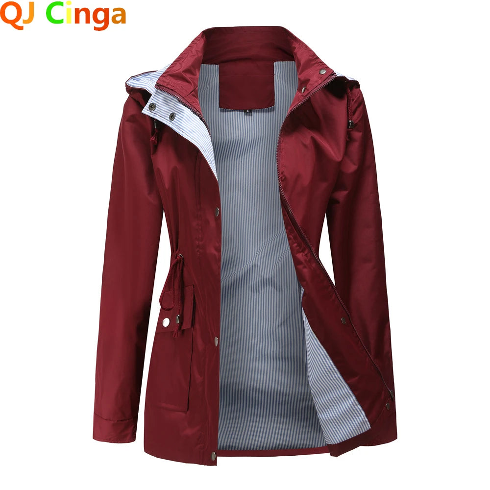 Purple Hooded Jacket for Spring 2024 Women's Office Fashion Women Outerwear Hat