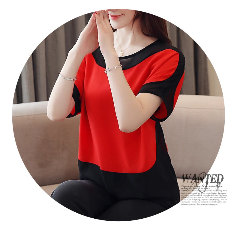 2024 Fashion Women's Chiffon Blouse – Casual Short-Sleeve Top for Modern Women