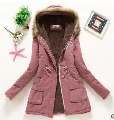 Women's Plus Size Winter Coat, Medium and Long Cotton Overcoat with 12 Colors