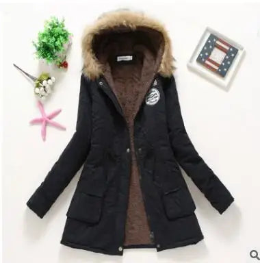 Women's Plus Size Winter Coat, Medium and Long Cotton Overcoat with 12 Colors