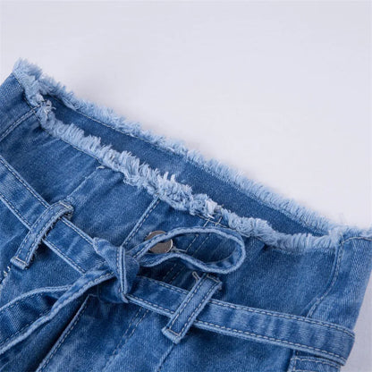 High waist pants female women 2018 new jeans women with high waist blue belted boyfriend jeans for women DD1681 S