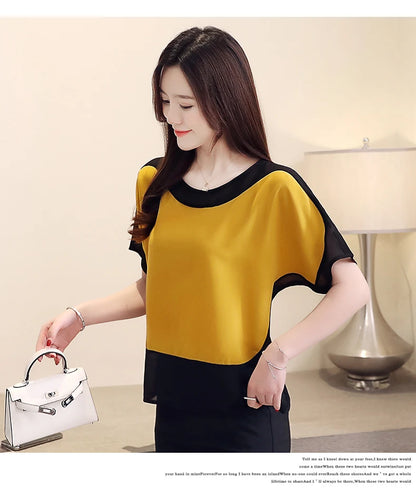 2024 Fashion Women's Chiffon Blouse – Casual Short-Sleeve Top for Modern Women