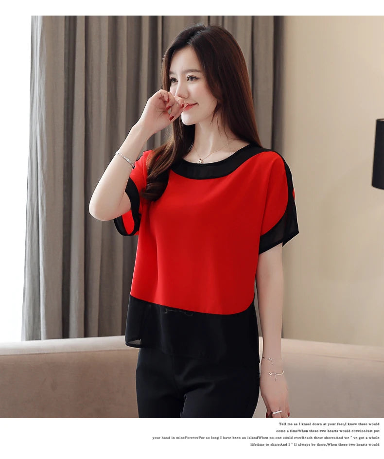 2024 Fashion Women's Chiffon Blouse – Casual Short-Sleeve Top for Modern Women