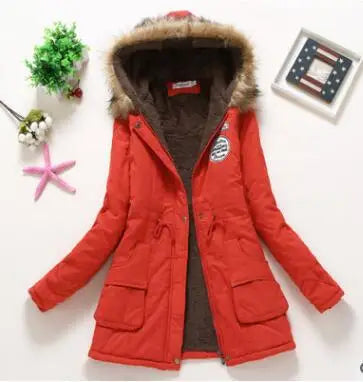 Women's Plus Size Winter Coat, Medium and Long Cotton Overcoat with 12 Colors