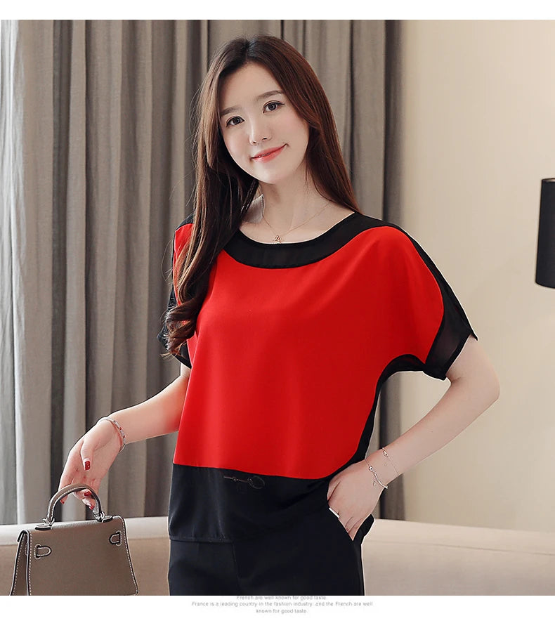 2024 Fashion Women's Chiffon Blouse – Casual Short-Sleeve Top for Modern Women