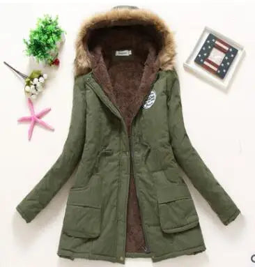 Women's Plus Size Winter Coat, Medium and Long Cotton Overcoat with 12 Colors