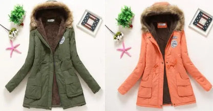 Women's Plus Size Winter Coat, Medium and Long Cotton Overcoat with 12 Colors