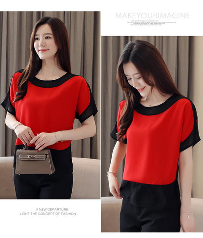 2024 Fashion Women's Chiffon Blouse – Casual Short-Sleeve Top for Modern Women