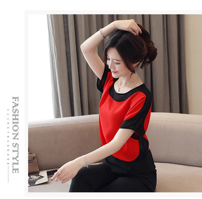 2024 Fashion Women's Chiffon Blouse – Casual Short-Sleeve Top for Modern Women