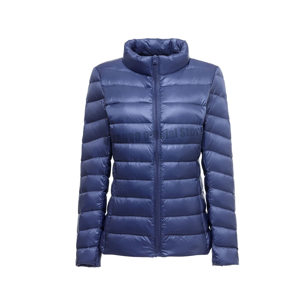 Casaco de sopro ultraleve e leve feminino, jaqueta quente, parkas coreano slim f