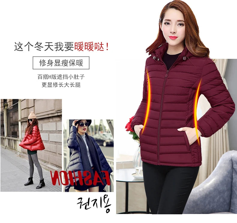 Women's High Collar Jacket, Warm Coat, Casual Parka, High-Quality Winter Clothing, Fashionable New 2023