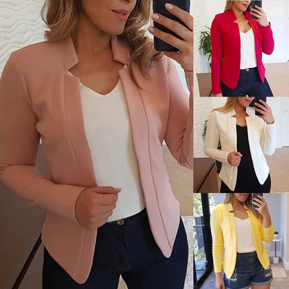 Women Fashion Thin Long Sleeve Cardigan Casual Suit Jacket Spring Female Top Aut