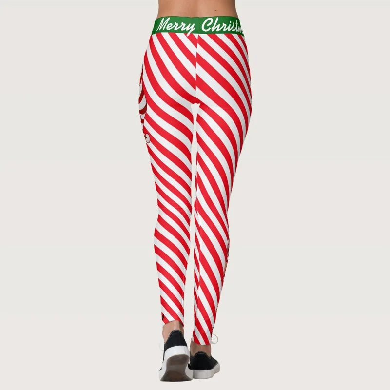 Red Striped Printed Yoga Pants 2020 New Chrismas Gym Leggings High Elastic Ninth Leggins Mujer Yoga Pantalones Plus Size S-3XL