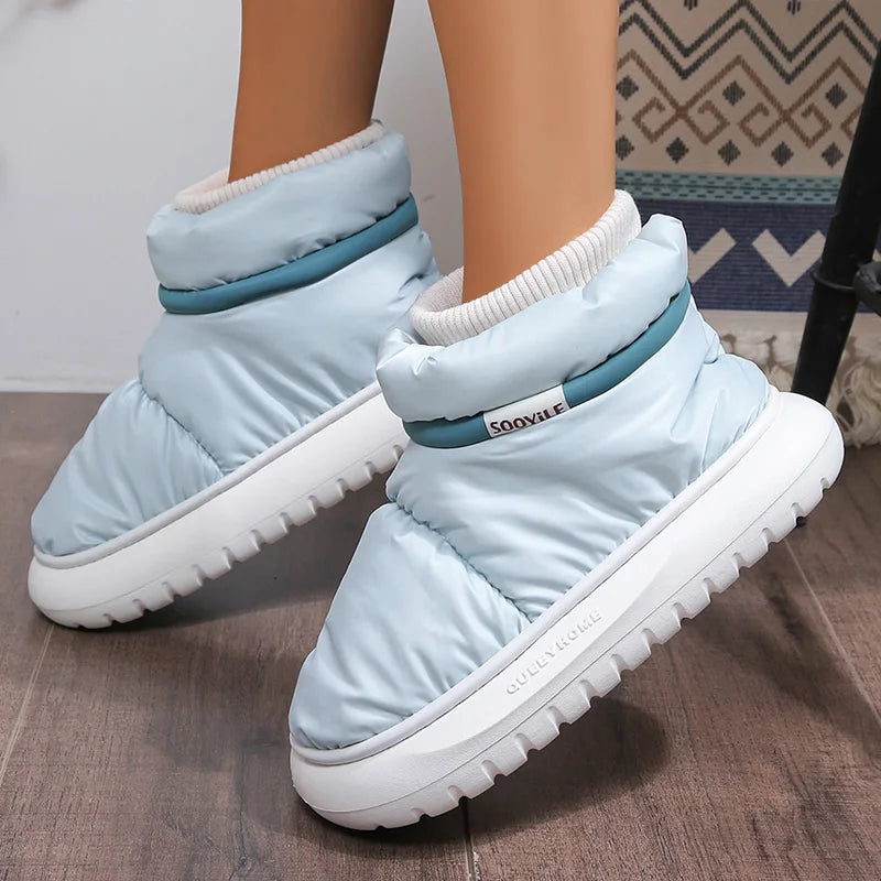 2024 Women's Waterproof Winter Ankle Boots – Cute Plush Down Cloth Snow Boots with Thick Non-Slip Sole & Cotton Lining