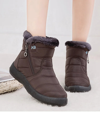 Women's Winter Fur-Lined Snow Boots – Ultra Warm Low-Heel Ankle Booties for Cold Weather