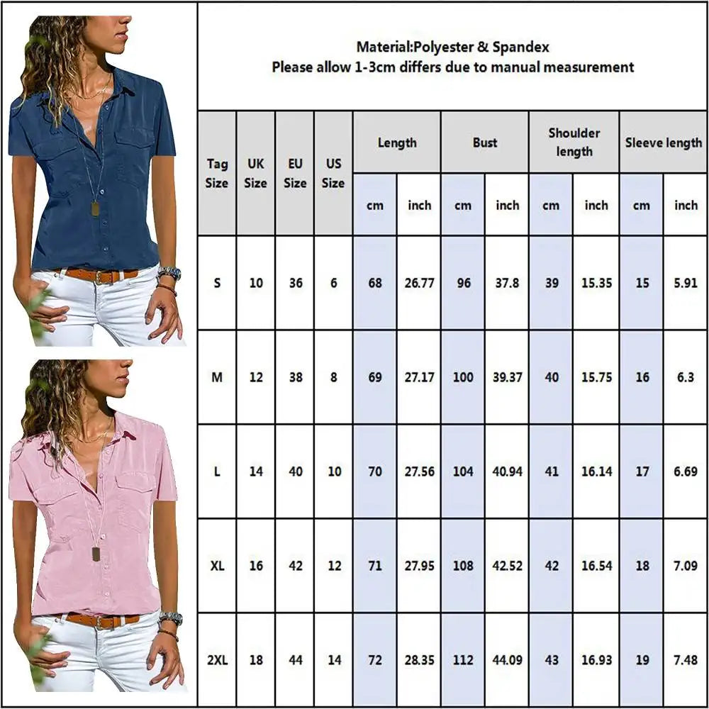 2024 Summer Elegance: Short-Sleeve V-Neck Blouse for Women – Versatile, Chic & Office-Ready