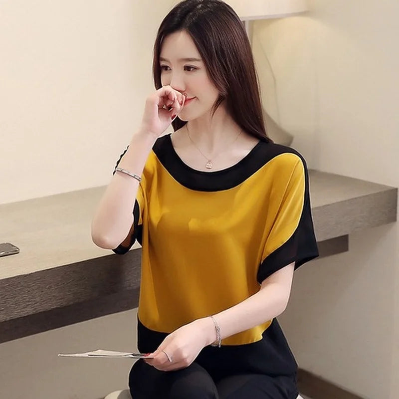 2024 Fashion Women's Chiffon Blouse – Casual Short-Sleeve Top for Modern Women