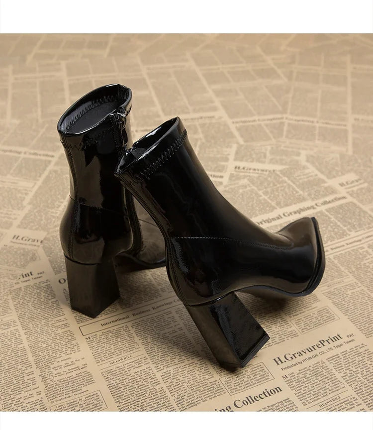 2024 Women's Velvet Chelsea Ankle Boots – High Heel, Pointed Toe, Chunky Heel Dress Boots for Autumn & Winter