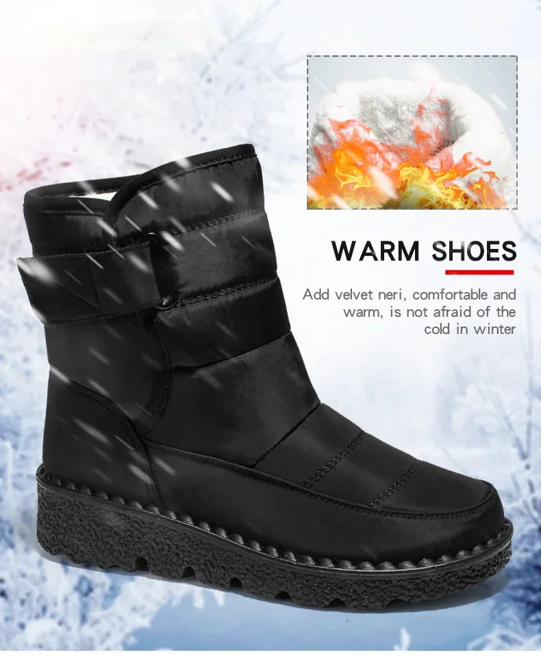 Women's Waterproof Winter Snow Boots – 2025 New Faux Fur Long Plush Platform Ankle Boots with Warm Cotton Lining